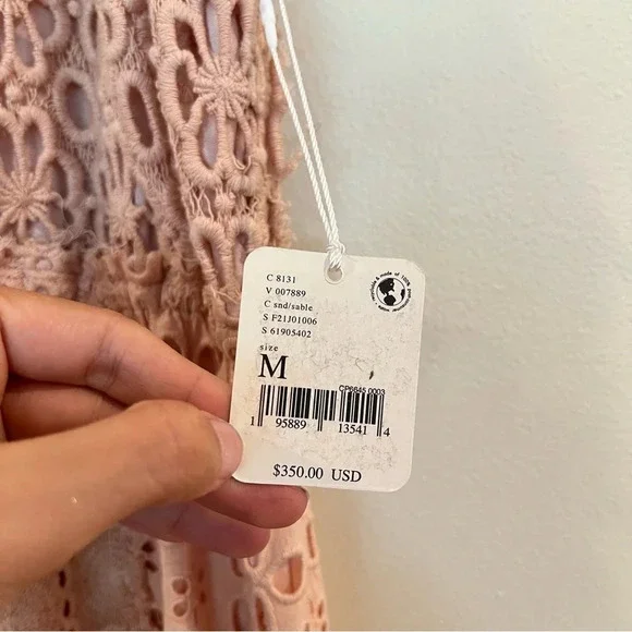 Free People Yesenia Light Pink Floral Lace V Neck Wide Leg Boho Jumpsuit M NWT - Picture 5 of 8